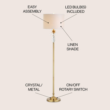 Adalyn 61" Crystal / Metal LED Floor Lamp - JONATHAN Y